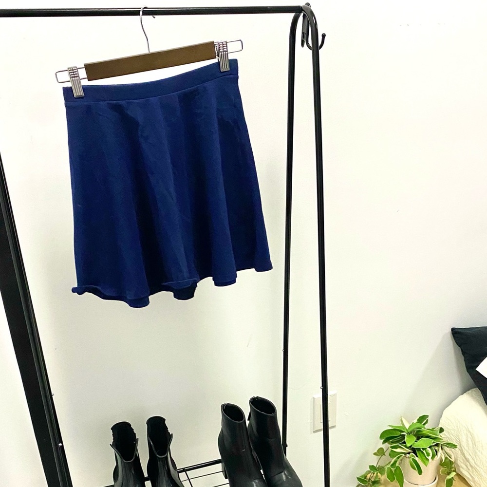 Blue Waist-Cinched Skirt